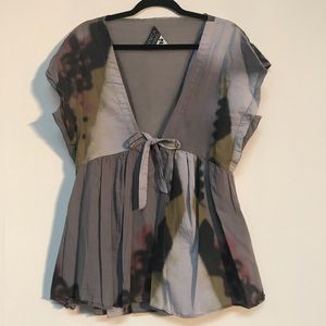 Seneca Rising Baby Doll Cut Mesh Insert Blouse